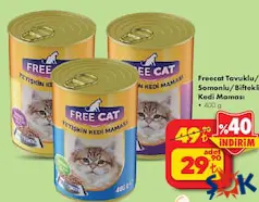 FREE CAT TAVUKLU/SOMONLU/BİFTEKLİ KEDİ MAMASI ÇEŞİTLERİ 400 G indirimli fiyat FREE CAT TAVUKLU/SOMONLU/BİFTEKLİ KEDİ MAMASI ÇEŞİTLERİ 400 G fiyat ve kampanya bilgisi
